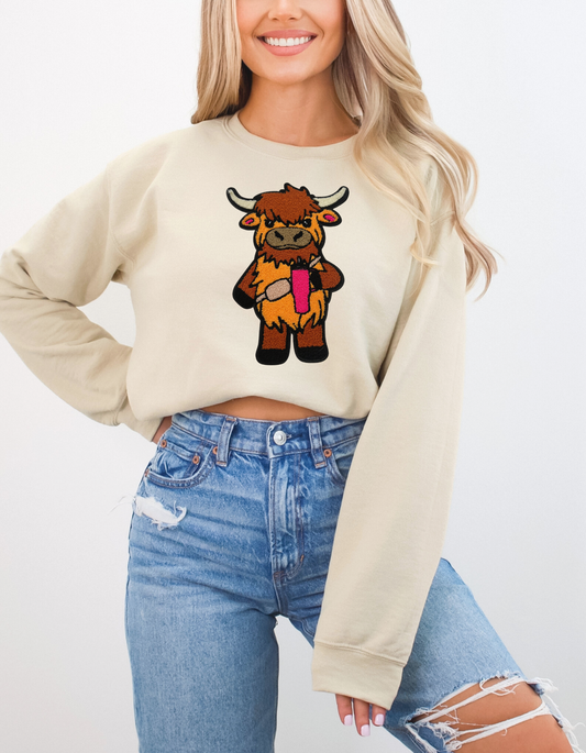 Boujee Heifer - Highland Cow - Chenille patch -  T-Shirt Transfer