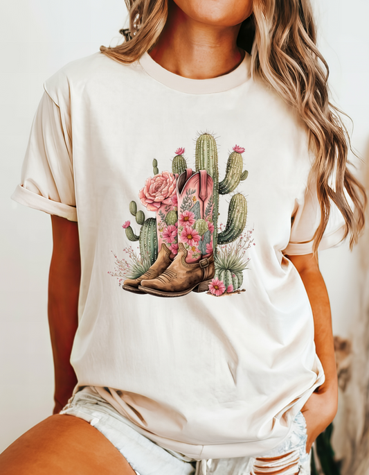 Cactus Boots - Clear Film Screen Print T-Shirt Transfer