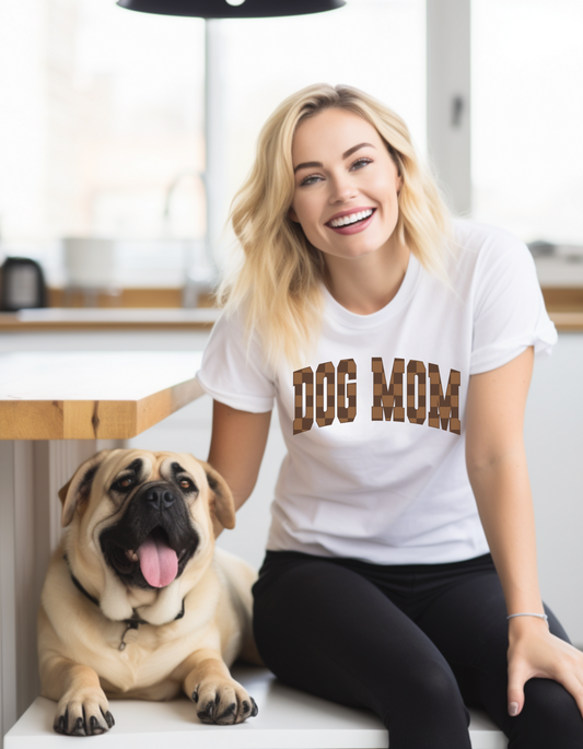 DOG MOM - Trendy Checkered Clear Film Screen Print T-Shirt Transfer