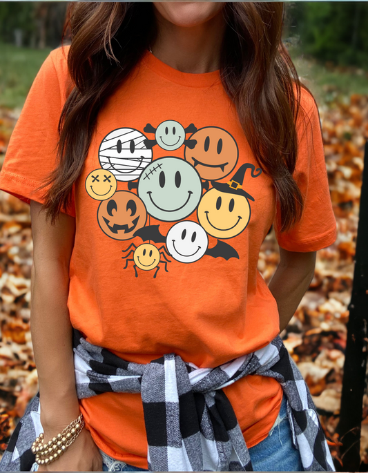 Halloween Spooky Smileys -  Thin Matte Clear Film Screen Print T-Shirt Transfer