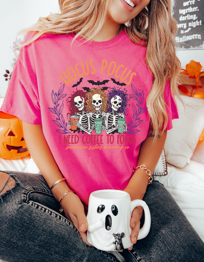 Hocus Pocus - Need Coffee to Focus - Thin Matte Clear Film Screen Print T-Shirt Transfer