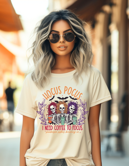 Hocus Pocus - Need Coffee to Focus - Thin Matte Clear Film Screen Print T-Shirt Transfer