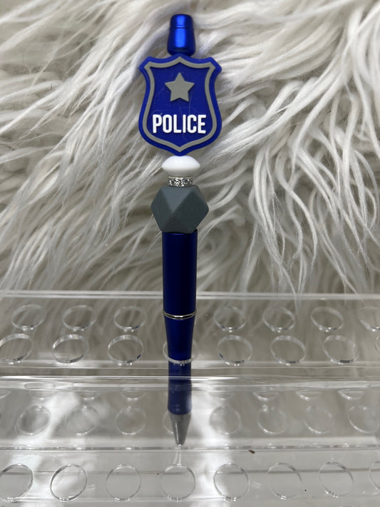 Law Enforcement - Police - Silicone Focal - Beaded Pen - Black Ink