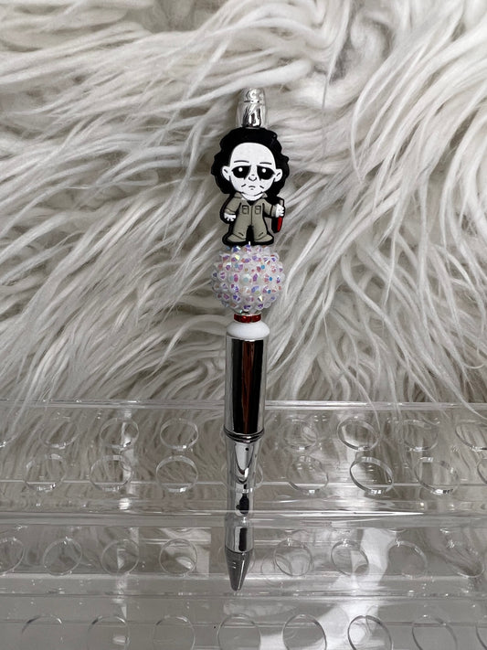 MICHAEL MYERS - Halloween - Silicone Focal - Beaded Pen - Black Ink