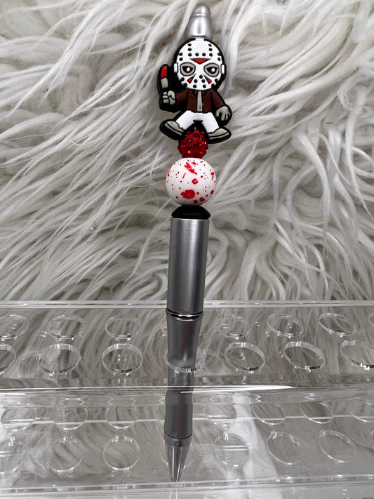 JASON - Halloween - Silicone Focal - Beaded Pen - Black Ink