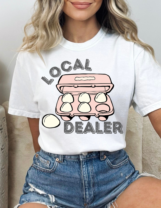 Local Dealer - Eggs - Farm Raised - Trendy Clear Film Screen Print T-Shirt Transfer