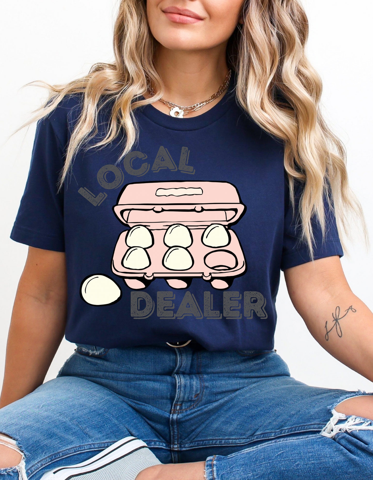 Local Dealer - Eggs - Farm Raised - Trendy Clear Film Screen Print T-Shirt Transfer