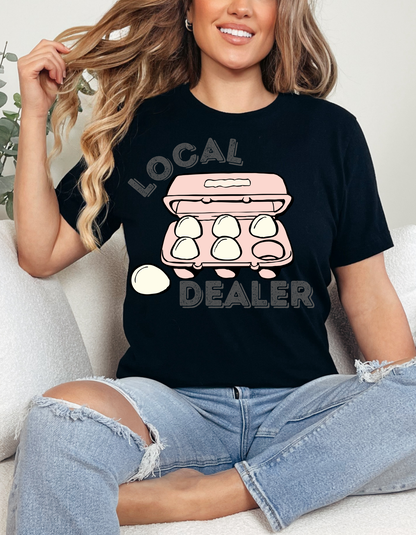 Local Dealer - Eggs - Farm Raised - Trendy Clear Film Screen Print T-Shirt Transfer