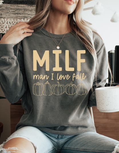 M.I.L.F - Man I Love Fall - Light Tan Plastisol Screen Print T-Shirt Transfer