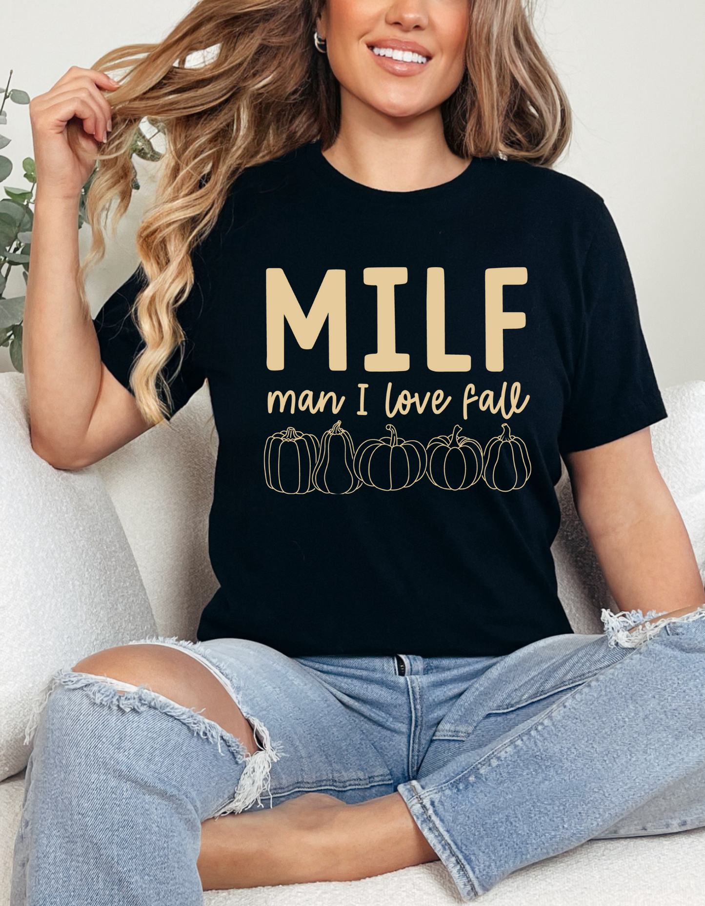 M.I.L.F - Man I Love Fall - Light Tan Plastisol Screen Print T-Shirt Transfer