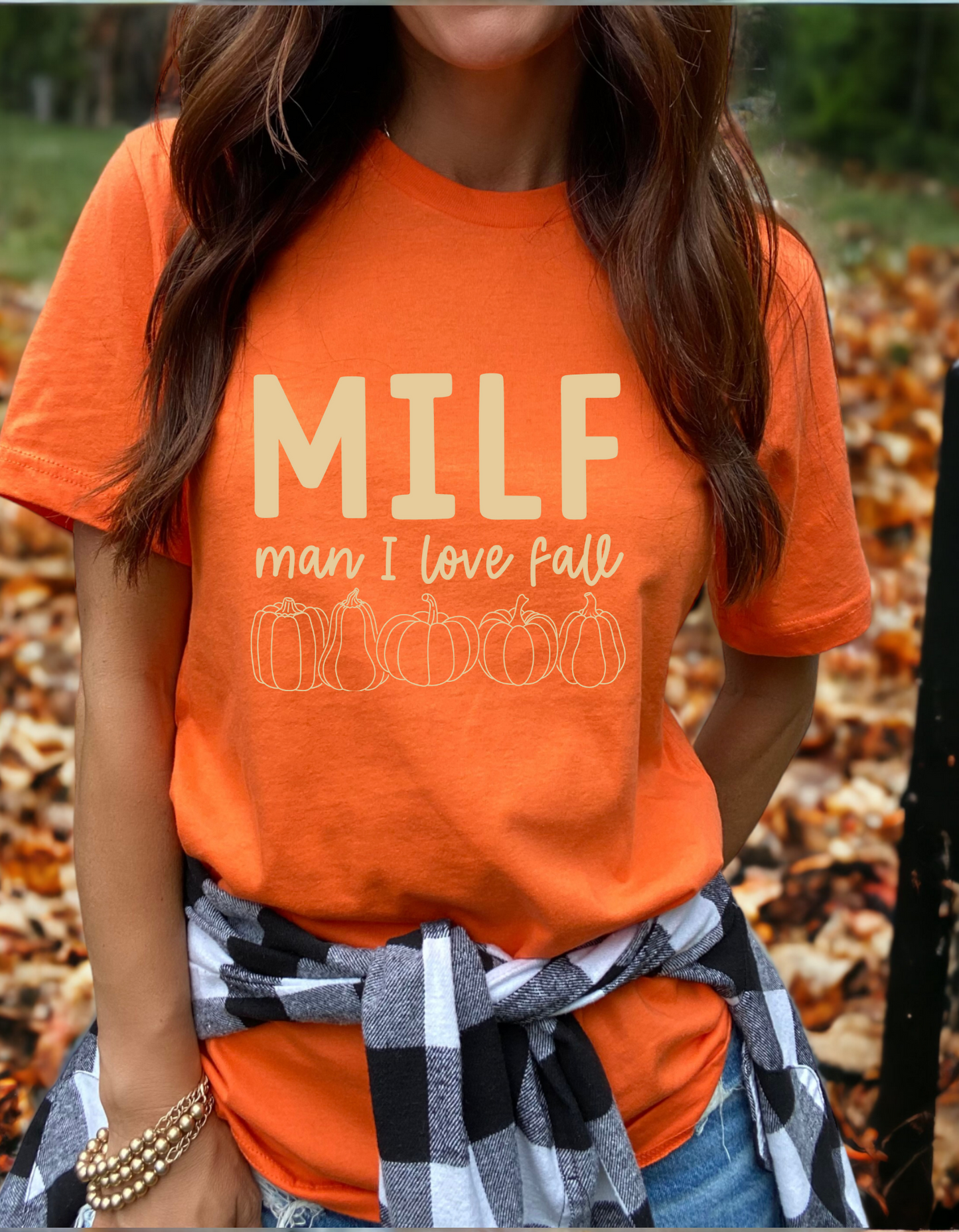 M.I.L.F - Man I Love Fall - Light Tan Plastisol Screen Print T-Shirt Transfer