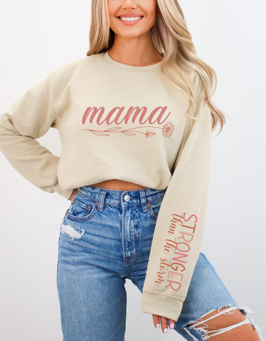 Mama - Stronger than the Storm - Front & Sleeve - Clear Film Scree Print T-Shirt Transfer