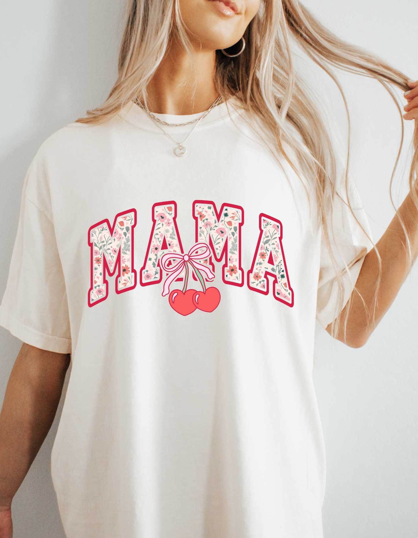 MAMA - Cherries - Trendy - Clear Film - Screen Print T-Shirt Transfer