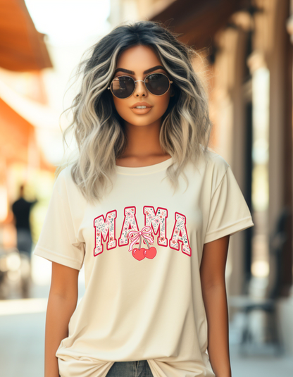 MAMA - Cherries - Trendy - Clear Film - Screen Print T-Shirt Transfer