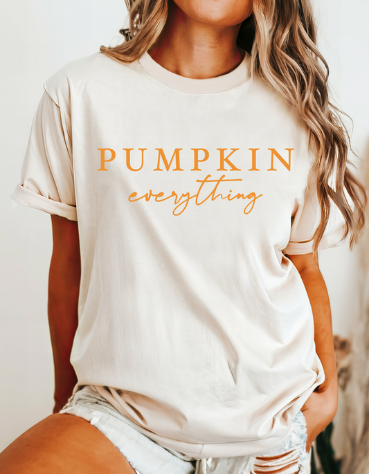 Pumpkin Everything - Fall - Halloween - Trendy - Orange Plastisol Ink Screen Print T-Shirt Transfer