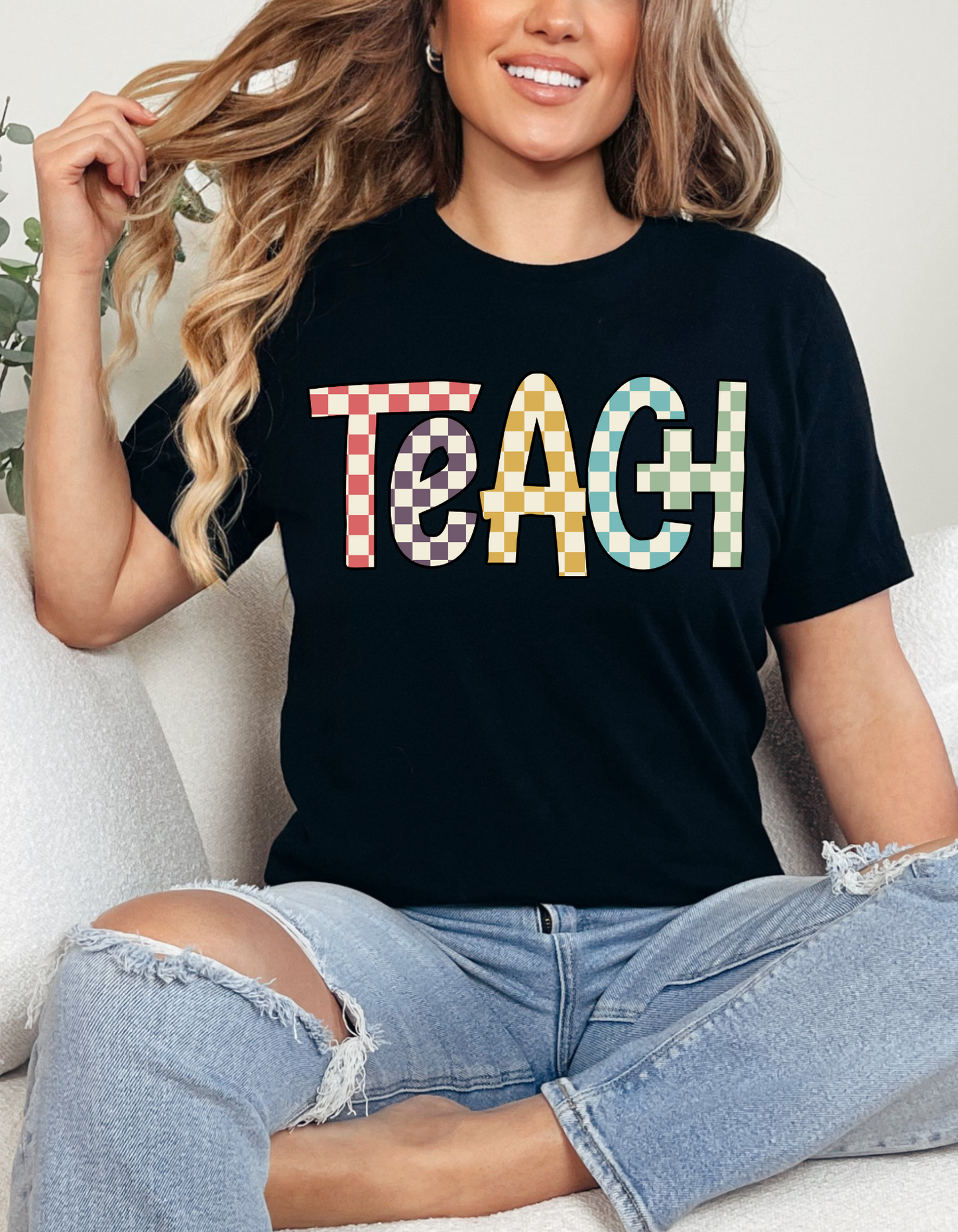 TEACH - Teacher - Education - Retro - Clear Film Screen Print T-Shirt Transfer