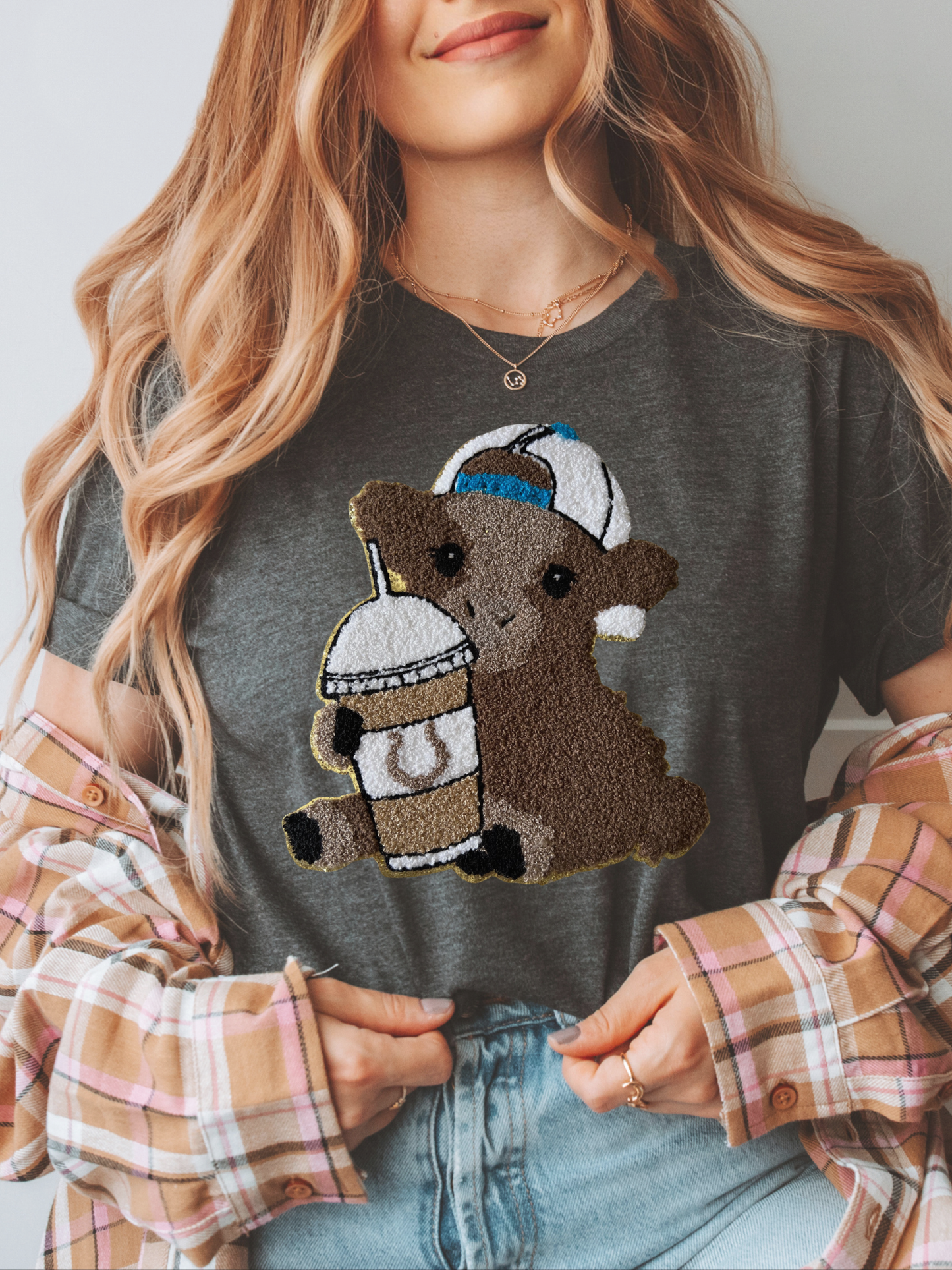 Highland Cow - Iced Coffee - Baseball Cap - Chenille Patch - T-Shirt Transfer