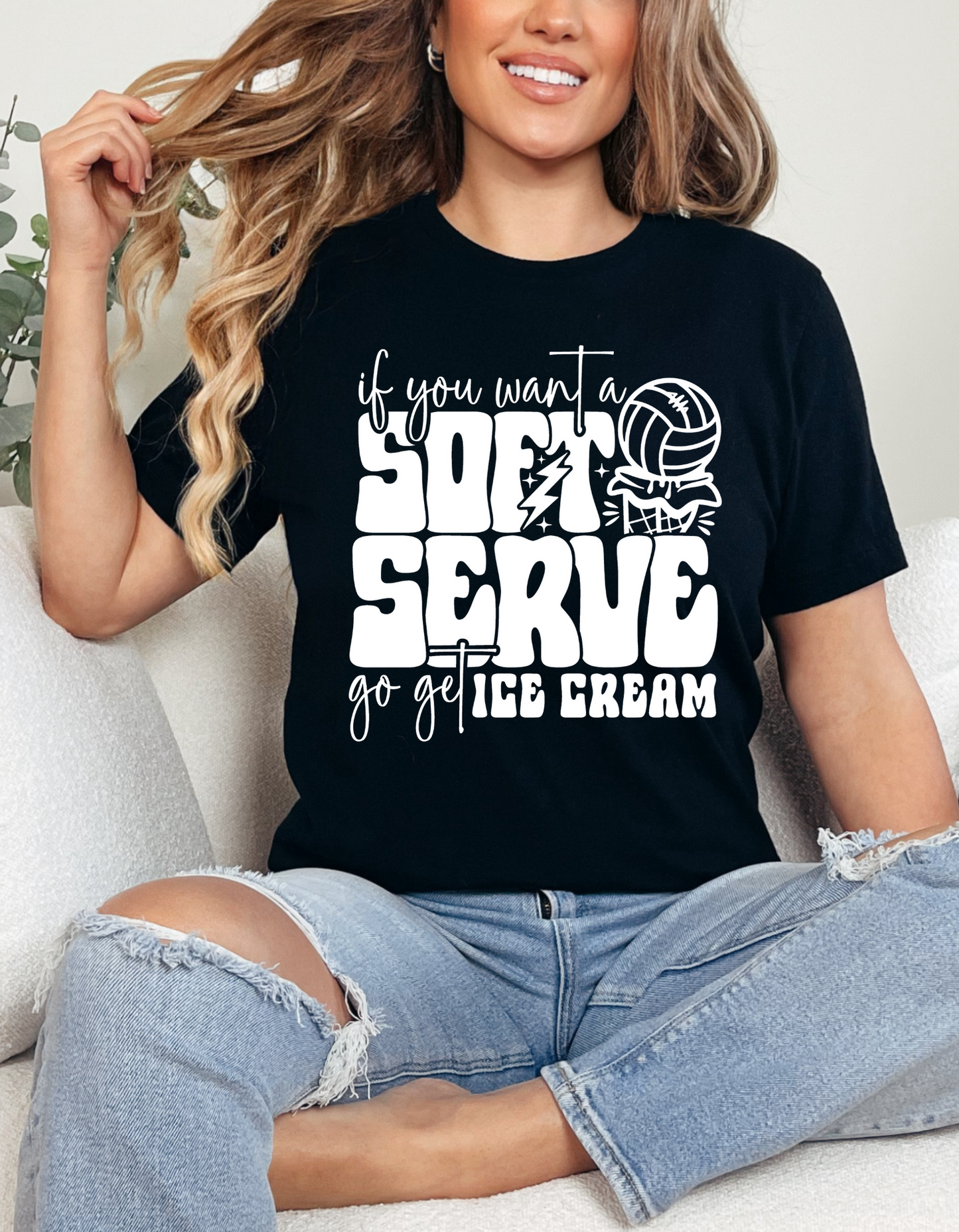 Soft Serve - Softball - Sports - White Plastisol Ink Screen Print T-Shirt Transfer