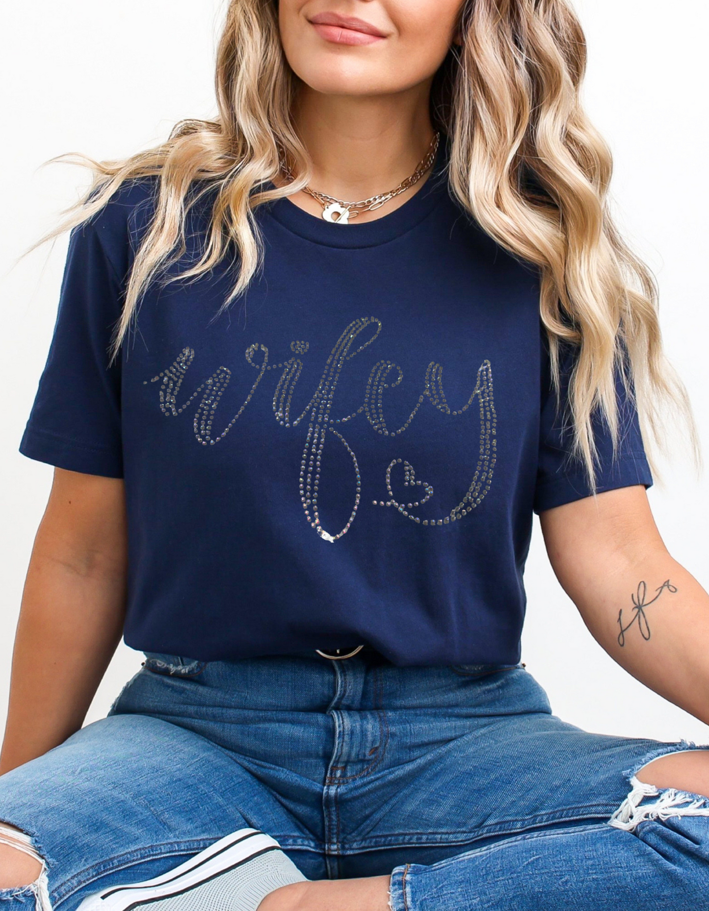 Wifey - Crystal - Rhinestone = Screen Print T-Shirt Transfer