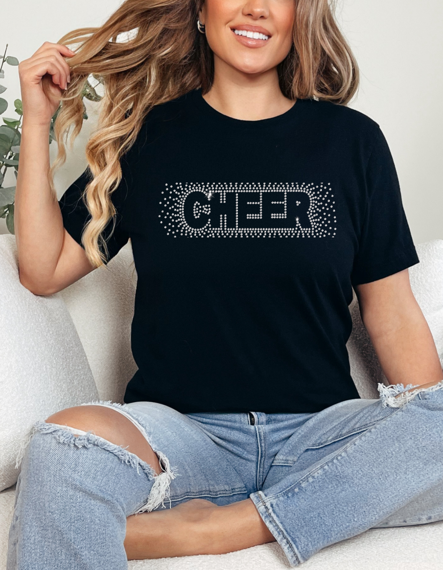 CHEER - Crystal AB Rhinestone - Screen Print T-Shirt Transfer