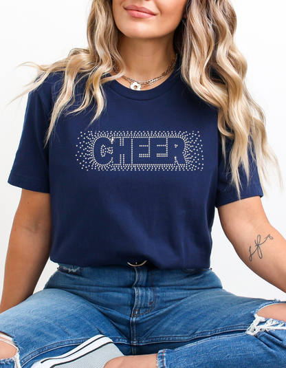 CHEER - Crystal AB Rhinestone - Screen Print T-Shirt Transfer