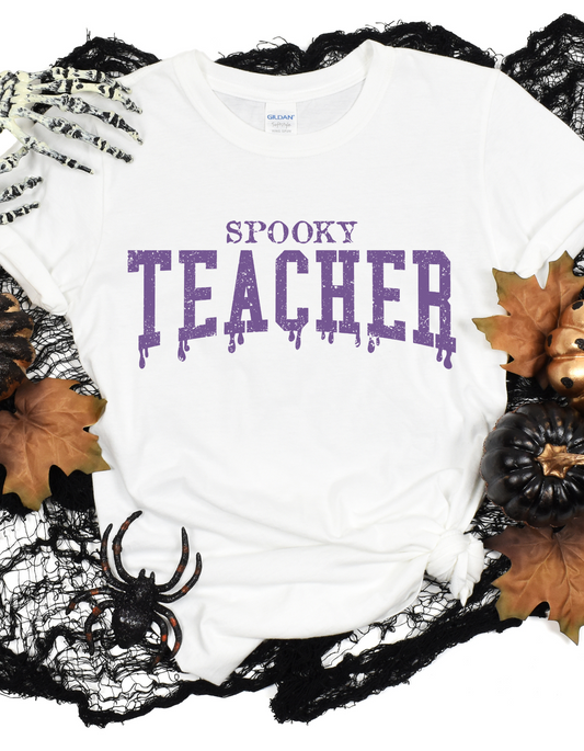 Spooky Teacher - Trendy - Purple Ink Plastisol Screen Print T-Shirt Transfer