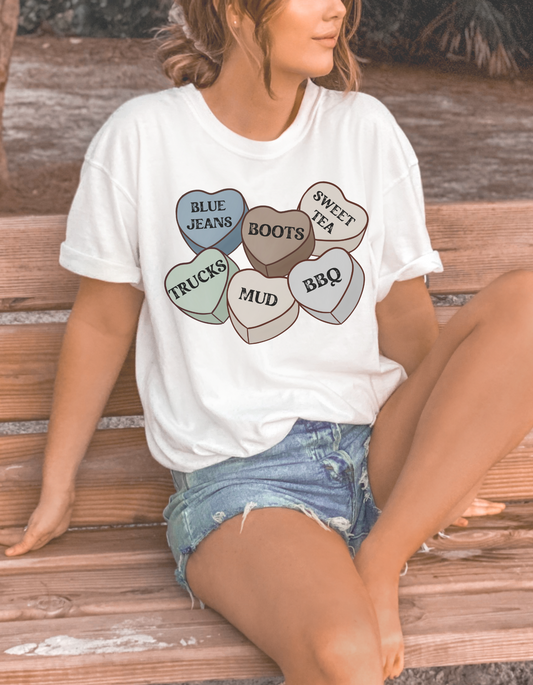 Southern Valentine - Conversational Hearts - Clear Film Screen Print T-Shirt Transfer