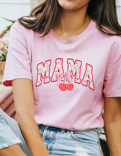 MAMA - Cherries - Trendy - Clear Film - Screen Print T-Shirt Transfer